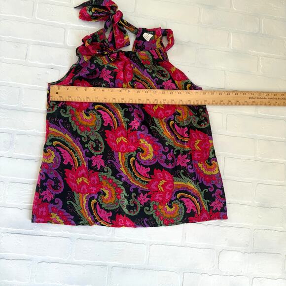 J.CREW Women's Floral Sleeveless Trapeeze Bow 100% Silk Top Blouse sz M - Picture 6 of 6